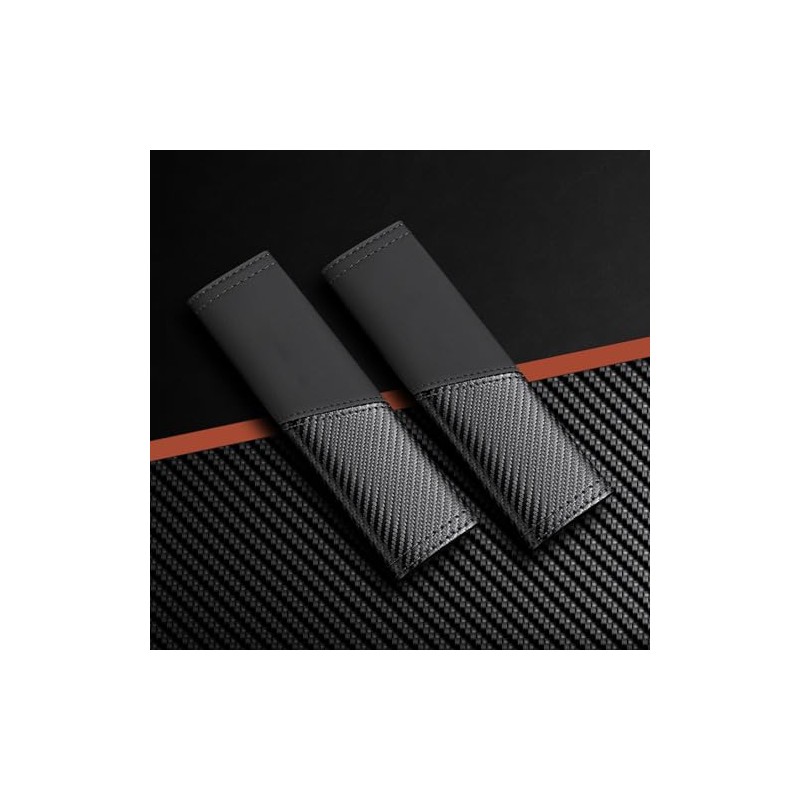 2 PCS Carbon Fiber & Faux Leather Car Seat Belt