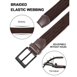 FAIRWIN Men Belt Stretch Braided Elastic Golf Men's Casual Nylon Mesh Web Small 1.3" Braid Cloth Expandable Weave Man Flex Vegan No Hole