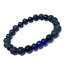 LEO Gemstone Diffuser bracelet/Thin Blue Line/Unisex/For Men or Women/Black Onyx and Lapis Wellness Bracelet/Police Officer/Protective Energy/Unisex beaded bracelets