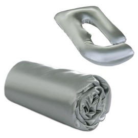 BALAPET Silky Satin Pregnancy Pillow Cover (ONLY Pillowcase), U Shaped Smooth Maternity Pillow Cover with Hidden Zip, Luxurious Soft & Breathable Large Pillow Protector for Side Sleeper,Dark Grey