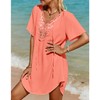 SimpleFun Womens Beach Cover Up Flowy V Neck Short Sleeve