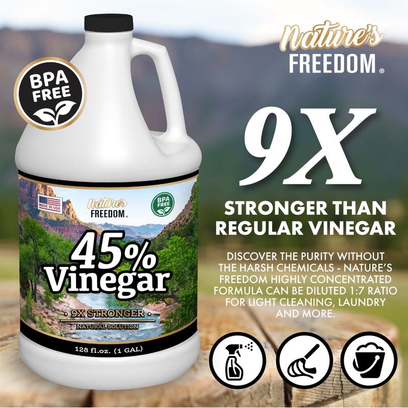 Nature's Freedom 45% Concentrated Vinegar, 2 Gallon - Dilutes to