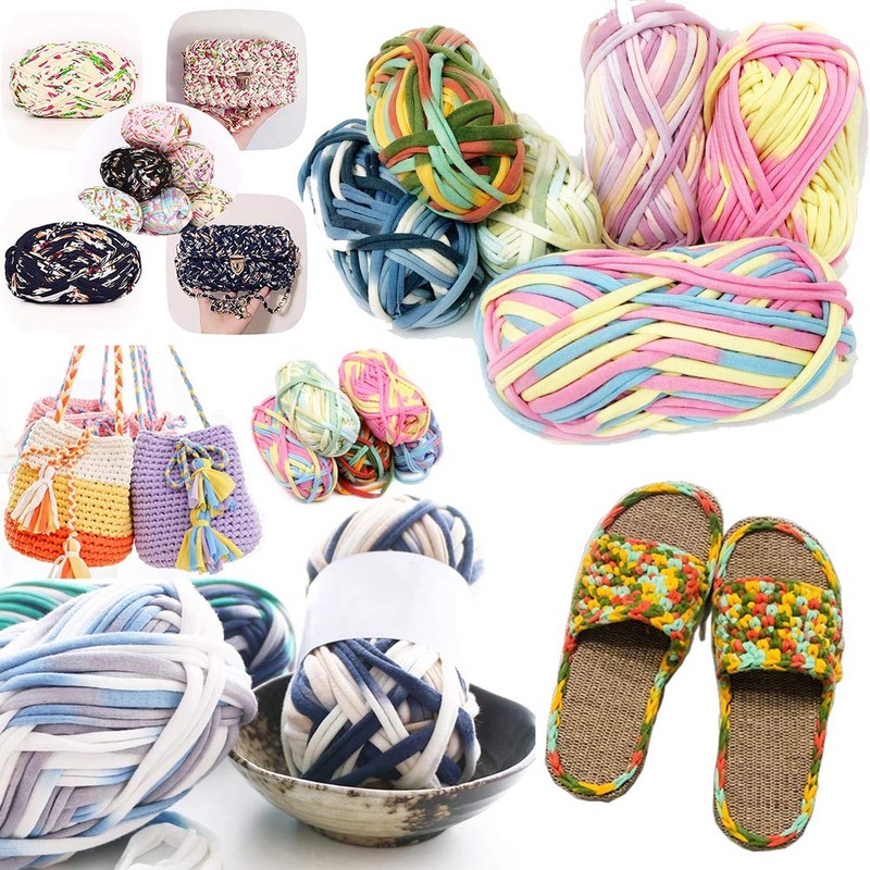 1 x Colourful T-Shirt Yarn Knitting Yarn Fabric Crochet Fabric