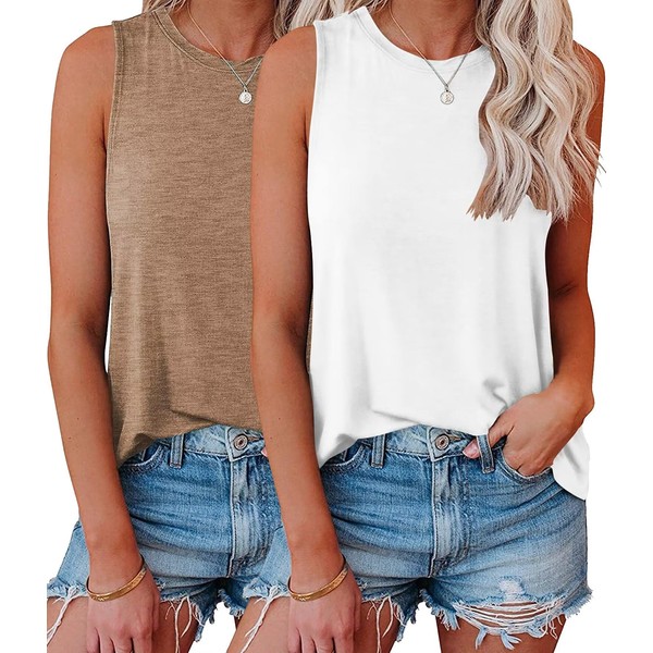 KKJ 2 Pack Womens Tank Tops Workout Tees Summer Clothes