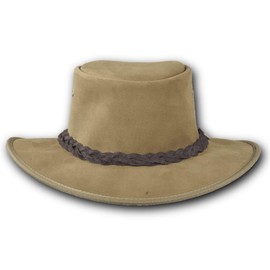 Barmah Hats Foldaway Cattle Suede Leather Hat - Item 1061 (US, Alpha, Medium, Hickory)