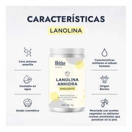Lanolina Pura Cosmetica Grado Alimenticio, ideal durante la lactancia y el embarazo, Hebbe Cosmetics & Ludika 1 kg