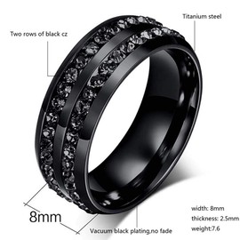 Couple Rings Black Rings Princess Cut Cz Womens Wedding Ring Sets Titanium Steel Rhinestone Mens Wedding Bands