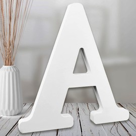 AOCEAN 8 Inch White Wood Letters, Unfinished Wooden Letters for Wall MAGA Decorative Standing Letters Slices Sign Board Decoration for Craft Home Party Projects (A)