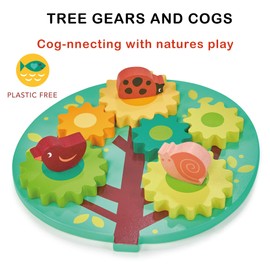 Mentari Wooden Tree Spinning Gears - Explore Physics & Nature with a Colorful Sensory Table! Interactive Education with Gears Makes a Perfect Addition to Any Collection of Sensory Toys!