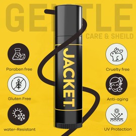 JACKET Lip Lock SPF 15 – Moisturizing Lip Balm with Sunscreen Protection – Broad Spectrum UVA/UVB, Water-Resistant, Hydrating & Nourishing – Unflavored Lip Care for All Ages – 0.15 oz