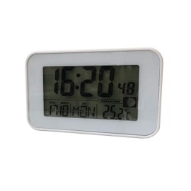 Soytich Radio Controlled Clock with Thermometer Radio Alarm Clock in White (SN4491 White)