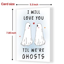 ZGQ Funny Ghost Anniversary Card for Men Women,Boyfriend Husband Sweetest Day Giftcard, Wife Girlfriend Happy Anniversary Greeting Card, Romantic Valentine’s Day Decorations& Gifts for Him Her