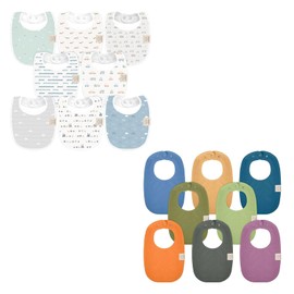 KeaBabies 8-Pack Organic Baby Bibs for Girls & Boys and 8-Pack Organic Baby Bibs for Girls & Boys - Teething Baby Bibs for Boy, Girl - Newborn Bibs for Baby Girl, Boy