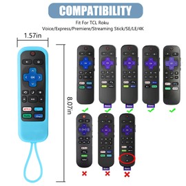 2 Pack Case for Roku Express/Streaming Stick/Premiere - Silicone Cover for TCL Hisense Roku TV Remote Sleeve Skin Smart TV Control Replacement Case(Green and Sky Blue)