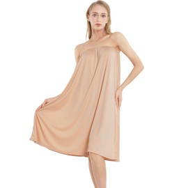 MOSCOAL Women's Full Slips Tube Top Dress Strapless Slip for Under Dresses Sleeveless Underdress Nude XX-Large