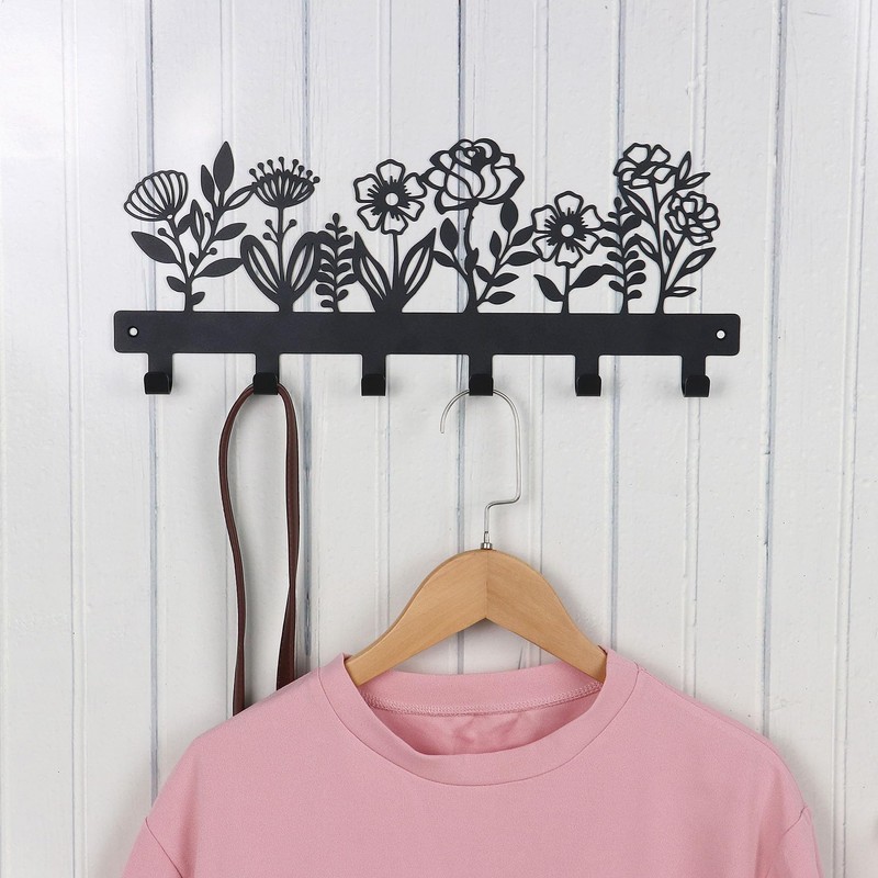 2 PCS Wall Mounted Metal Towel Rack with 6 Hooks