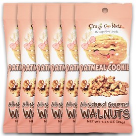 Crazy Go Nuts Walnuts - Oatmeal Cookie, 1.25 oz (6-Pack) - Healthy Snacks, Vegan, Gluten Free, Superfood - Natural, Non-GMO, ALA, Omega 3 Fatty Acids, Good Fats, and Antioxidants