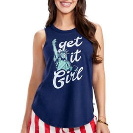 Tipsy Elves Navy Blue Get It Girl USA Tank Top for Women Size Medium