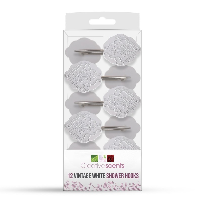 Creative Scents Vintage White Shower Curtain Hooks - Set of