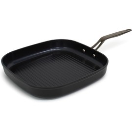 Blu. Cookware 11” Nonstick Grill Pan Griddle, Non-Toxic, PFA/PFOA Free Cookware with Bamboo Cleaning Brush, Induction Compatible