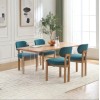 Modern Luxury Dining Chairs Set of 2 Teal Chenille Rubber