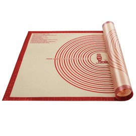 Non-slip Silicone Pastry Mat Extra Large with Measurements 36''By 24'' for Baking Mat, Counter/Dough Rolling/Oven Liner/Fondant/Pie Crust（Red）