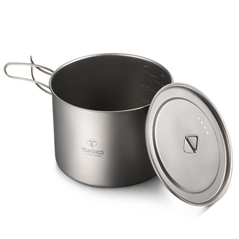 TOMSHOO Titanium Pot 750ml/900ml/1100ml/1600ml/2000ml/2800ml Ultralight Hanging Pot with Lid and