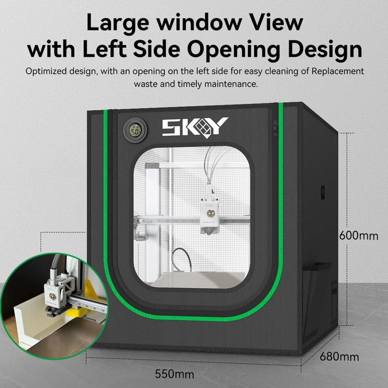 Bambu Lab A1 3D Printer Enclosure with LED Light, Hygrothermograph