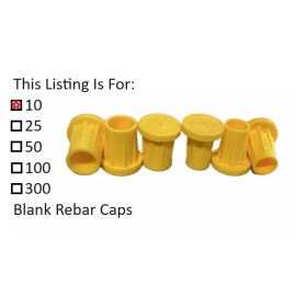 1/2" YELLOW SURVEYORS #4 REBAR CAPS 10pcs, SURVEY MARKER, PROPERTY CORNER blank