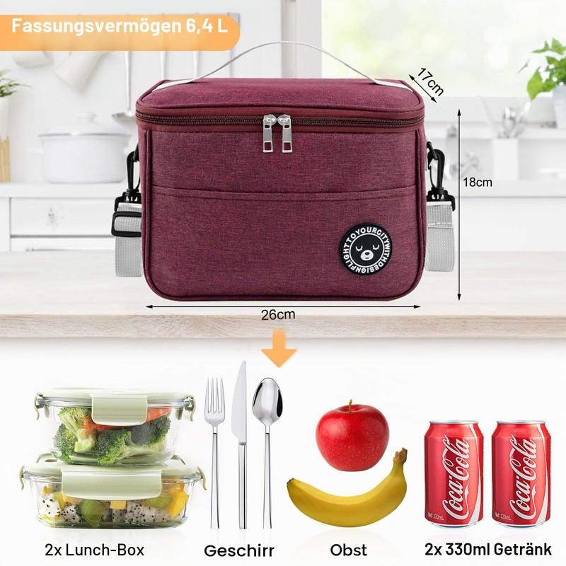 TUFA Cool Bag 6.4 L, Small, Insulated Thickened Lunch Bag,