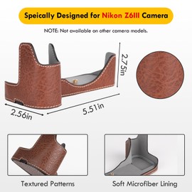 Protective Camera Case for Nikon Z6III Mirrorless Camera,For Nikon Z6 III Half Case with Soft Microfiber Inner For Nikon Z6 III Camera Cover Function Well 1/4"-20 Hole Retro PU Litchi Stria-Coffee