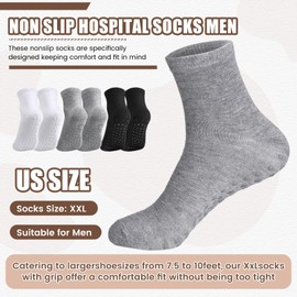 Foaincore 12 Pairs XX-Large Slipper Socks Terry Ring Non Slip Gripper Socks for Adults Home Hospital (Black,Grey and White)