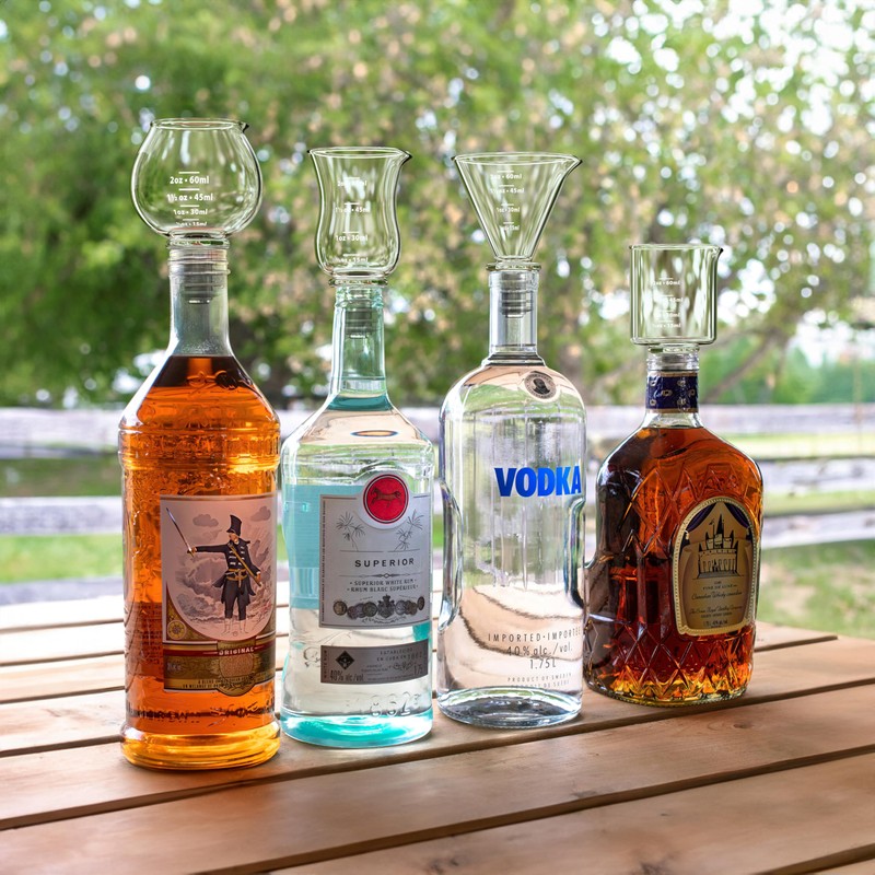 Final Touch Bottle-Top Jigger Stoppers, Set of 4 (FTA7037)