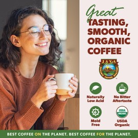 Low Acid Organic Coffee – Whole Bean, Mold-Free & Stomach Friendly by Java Planet, Espresso Blend Coffee, Dark Roast, Smooth Full Flavored, 2x1LB Bag
