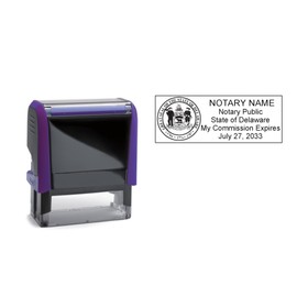 Hubco Purple 4913 Delaware Notary Stamp with Delaware State Seal Image