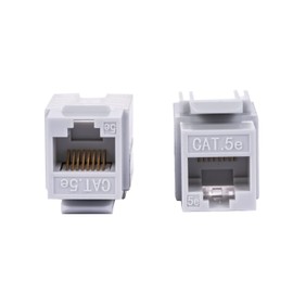 Cat5e 45° Angled Keystone Ethernet Wall Jack Punch Down UTP 45-Degree (Easier Termination Than 90-Degree), RJ45 Slim Profile Speed Termination Blue Gray 10 Pack