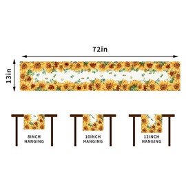Linen Watercolor Sunflower Table Runner Spring Flower Tablecloth Spring Farmhouse Sunflower Decorations and Supplies for Home Kitchen Table-13×72''