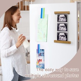 Sonogram Picture Frame, Wooden Magnetic Ultrasound Picture Frame for Refrigerator with Love at First Sight, for Baby Announcement, Birth Information, Baby shower, Expecting Parents and Grandparent to be Gifts