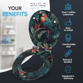 Sanilo Toilet Seat ROUND with Soft Close, Quiet and Slow Close Lid and Seat, Strong Bumpers and Hinges, Exotic