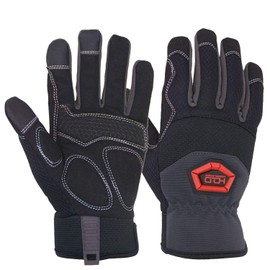 HANDLANDY Grip Work Gloves Mens, Anti Vibration Padded Gloves for Yard Work