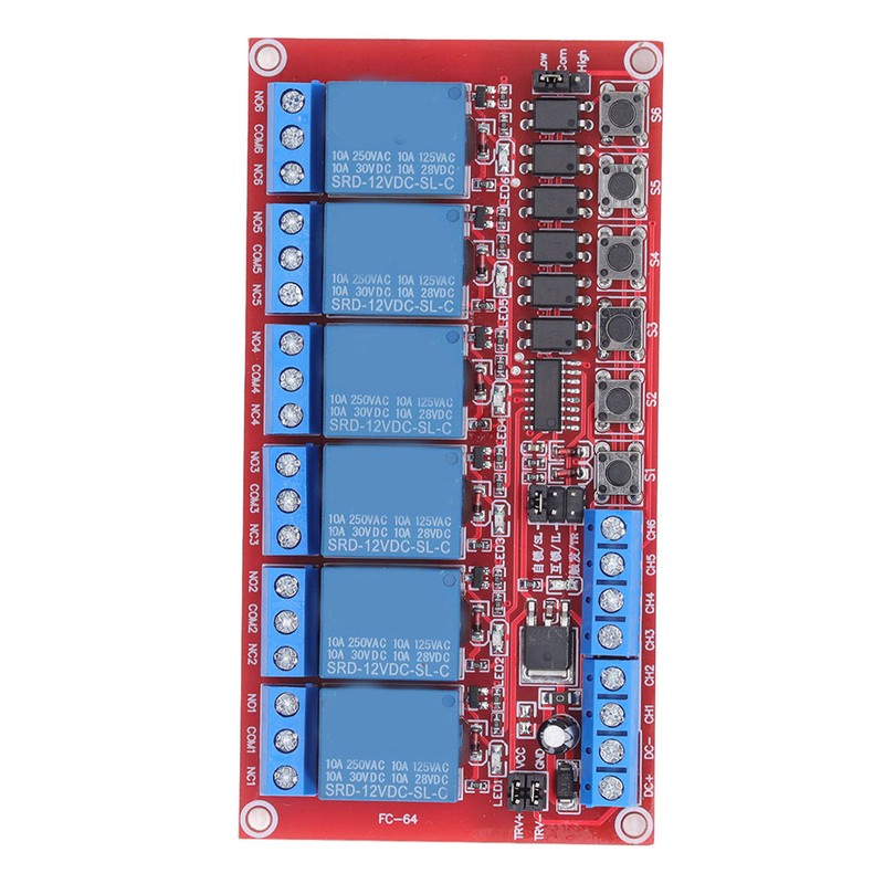 6 Channel Relay Module Interlock Switch 5V 12V 24V High