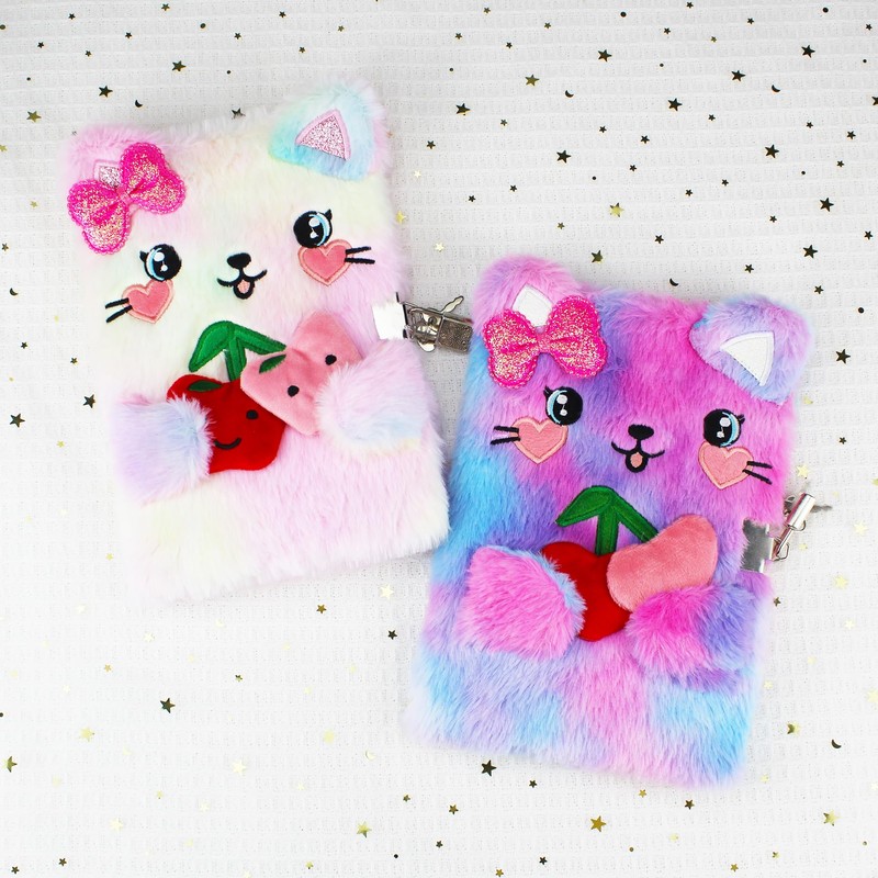 YankMooM Cat Secret Diary with Lock for Girls, Tie-Dye Kids