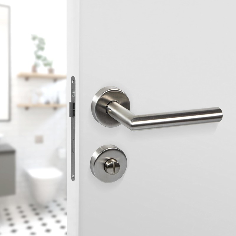 Stainless Steel Door Fitting, Door Handle on Round Rosette