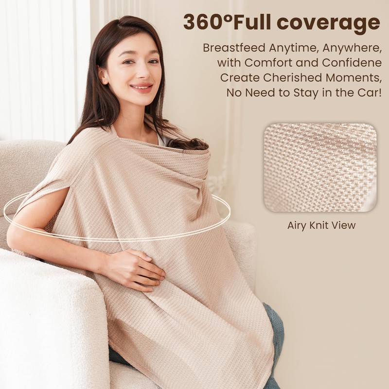 Konssy Nursing Cover for Breastfeeding, Soft & Breathable Privacy Poncho,