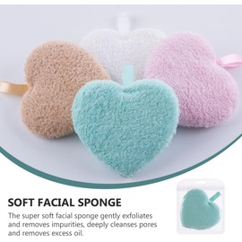 COHEALI Esponjas Limpiadoras Faciales Forma Corazón 4 Piezas Colores Surtidos, Almohadillas Desmaquillantes Suaves para Limpieza Diaria y Masaje Facial
