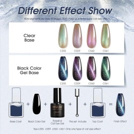 Unbranded Cat Eye Gel Nail Polish Set with Magnet, 12 PCS Holographic Glitter Purple Blue
