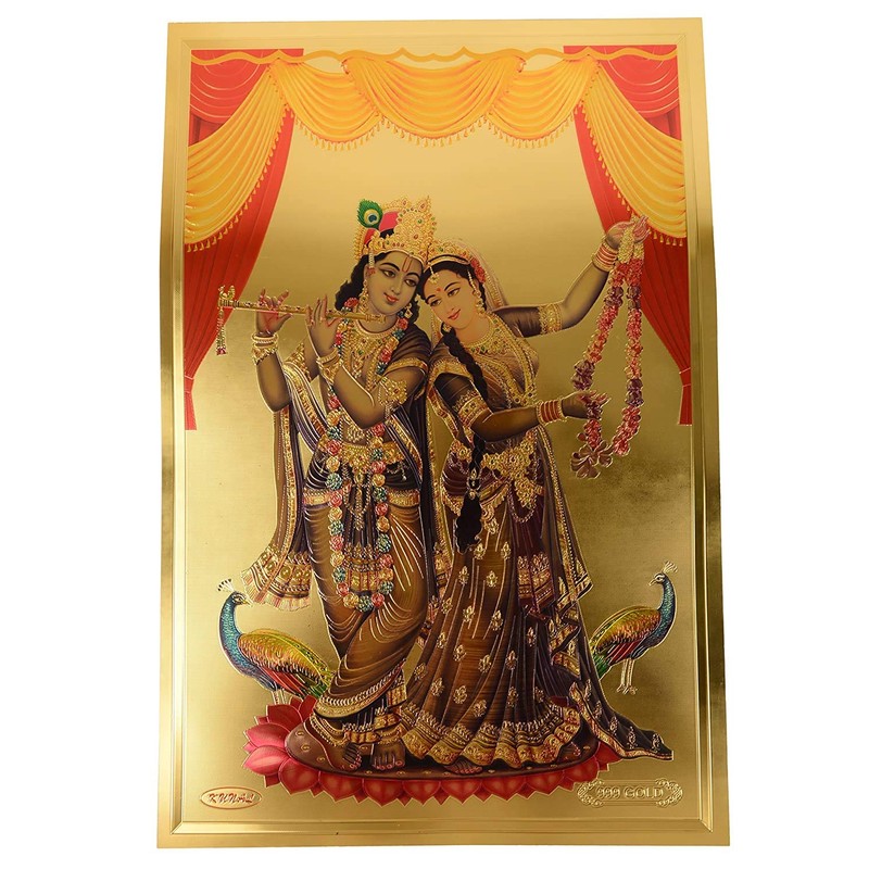 AONA India Radha Krishna Poster (Foil, 30 cm x 0.5