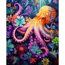Tucocoo Octopus Paint by Numbers for Adults Kids Beginners,DIY Oil Painting Gift Kits,Adults Paint by Number Kits for Arts Craft Home Decor，Colorful Ocean Scenery(16 x 20Inches Without Frame)