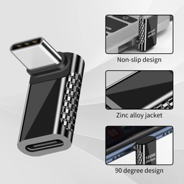 Duttek 90 Degree USB C Adapter (2 Pieces), USBC 3.2, 20 GBps 100 W USB C Male to Female Supports 8K Audio/Video, USB C Extender Compatible with Mobile Phones, Tablets, Laptops, MacBook and Other Type