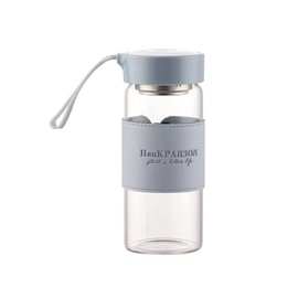 Aurfedes Glass Water Bottles 16 Oz Borosilicate water bottle-with sealing cap and Holsters and filters - BPA free,Men and Women Portable Glass Bottle (Blue)